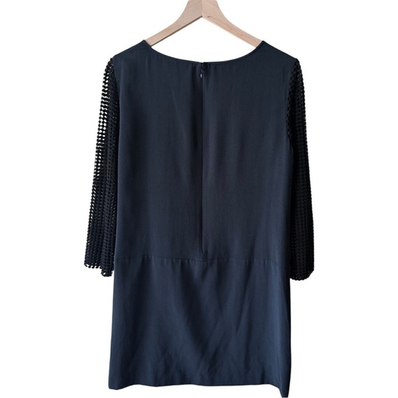 Tibi Labyrinth Lace Silk Shift Dress with Crochet Sleeves - Black - Size 8 - NWT - Picture 4 of 9